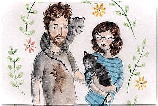 Couple with cats