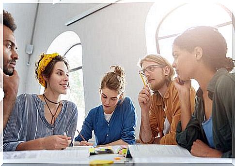 Group of students in consultation