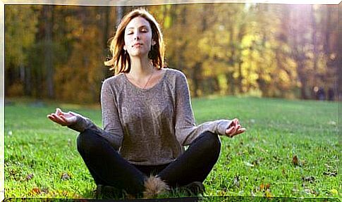 Woman during meditation holiday