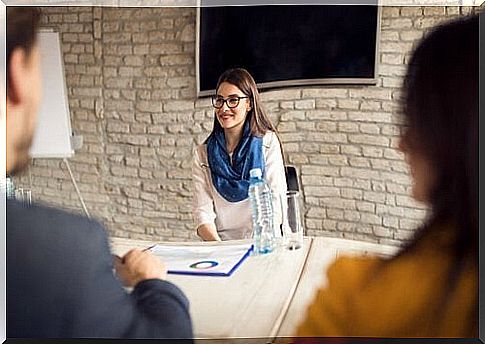 Woman during a job interview