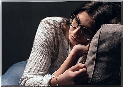 Woman resting on pillow