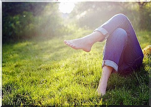 Girl resting in the grass