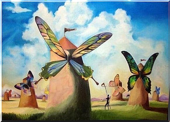 Windmills with butterfly wings