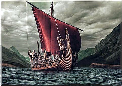 A viking ship with crew