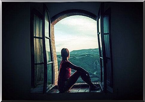 Girl Sitting In A Window Opening Enjoying The View And So Live A Long Life