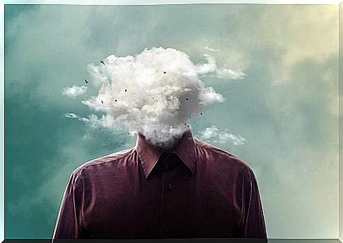 Man with his head in the clouds